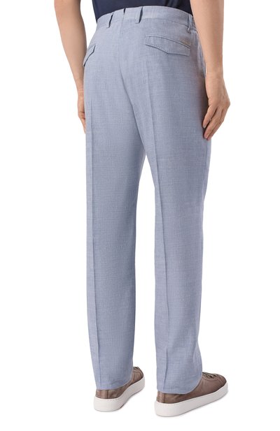 Брюки изо льна и шерсти STEFANO RICCI голубого цвета по цене 124000 руб., арт. M1T610002H/WL003L, фото 4 Брюки изо льна и шерсти STEFANO RICCI, арт. M1T610002H/WL003L, фото 4