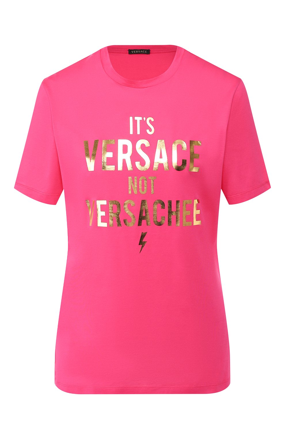 Хлопковая футболка VERSACE фуксия цвета по цене 31700 руб., арт. A83851/A201952, фото 1 Хлопковая футболка VERSACE, арт. A83851/A201952, фото 1