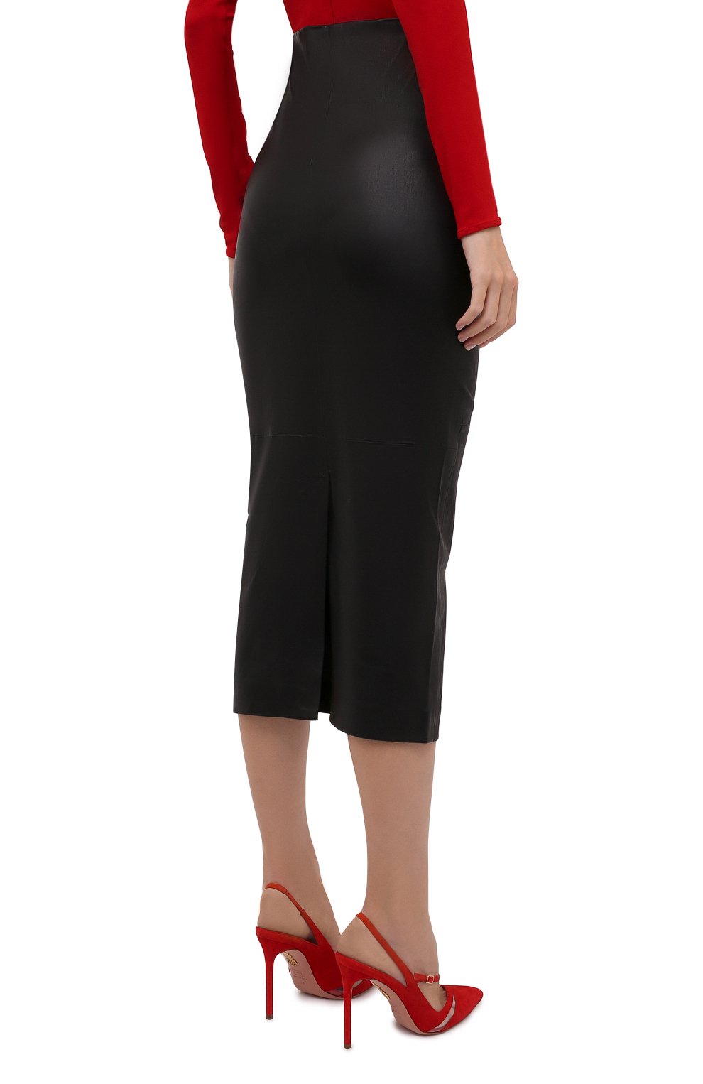 Кожаная юбка SPRWMN черного цвета по цене 97000 руб., арт. SKT-024-L/TUBE SKIRT, фото 4 Кожаная юбка SPRWMN, арт. SKT-024-L/TUBE SKIRT, фото 4