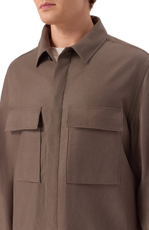 Льняная рубашка Zegna S0T10B/UFV60A9 Бежевый  S0T10B/UFV60A9 Фото 5