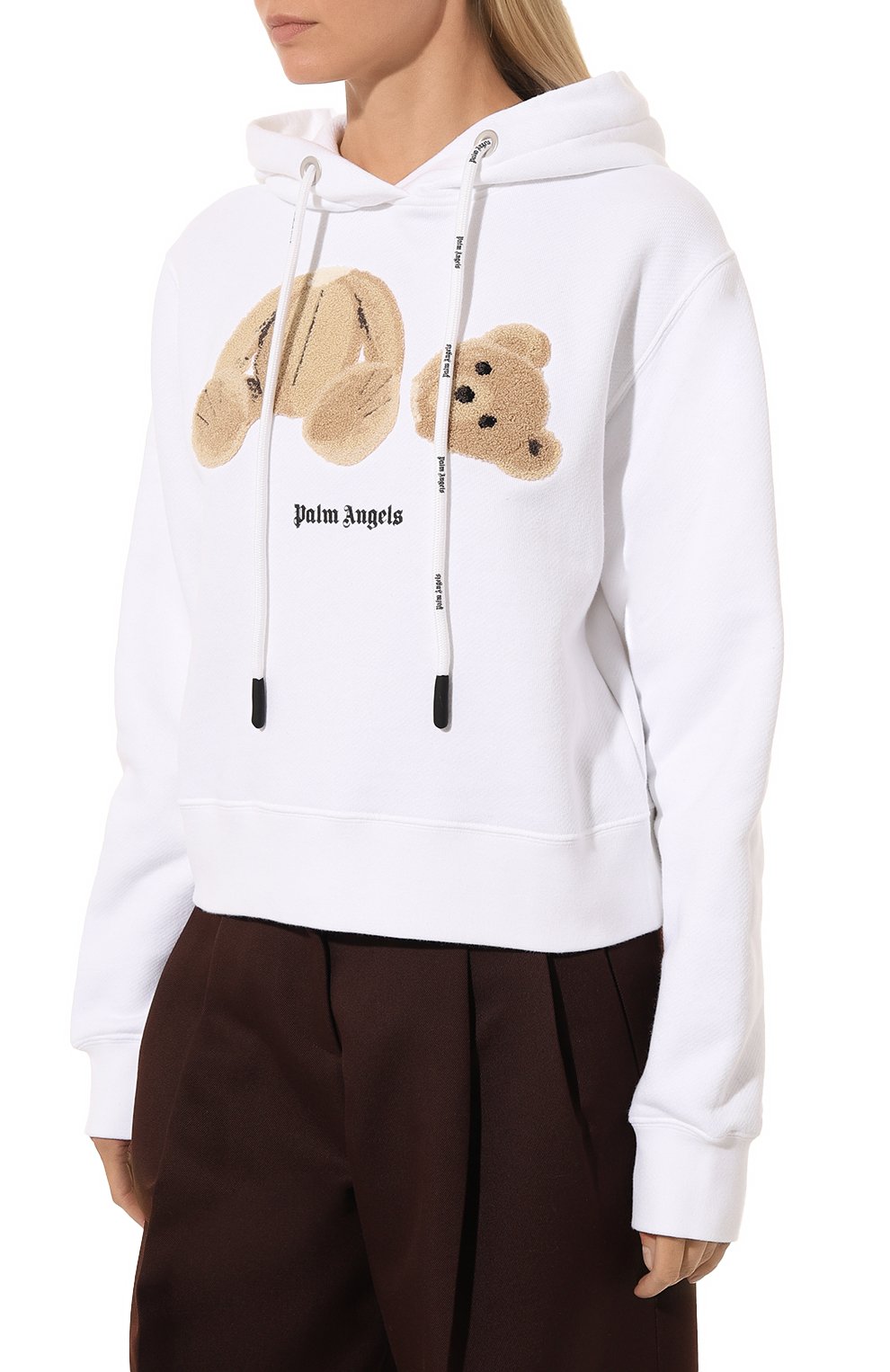 Хлопковое худи PALM ANGELS белого цвета по цене 83250 руб., арт. PWBB022C99FLE0020160, фото 3 Хлопковое худи PALM ANGELS, арт. PWBB022C99FLE0020160, фото 3