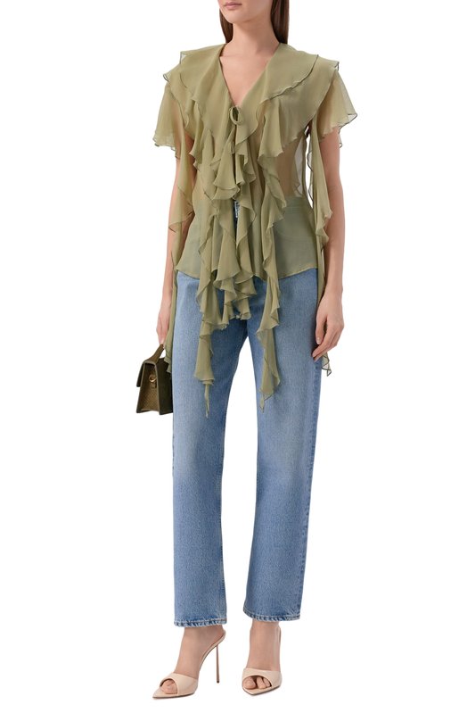 Шелковая блузка Erika Cavallini P6SU04 Зелёный  P6SU04 Фото 2