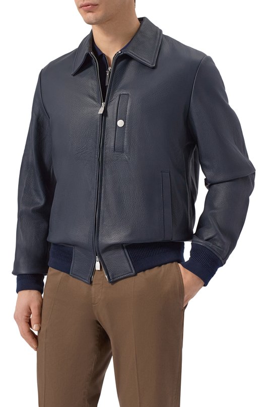 Кожаный бомбер Jacob Cohen JUE_H0103 080 D1390 RW Синий  JUE_H0103 080 D1390 RW Фото 3