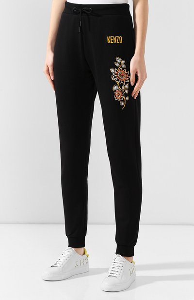 Хлопковые джоггеры KENZO черного цвета по цене 22350 руб., арт. F962PA721962, фото 3 Хлопковые джоггеры KENZO, арт. F962PA721962, фото 3