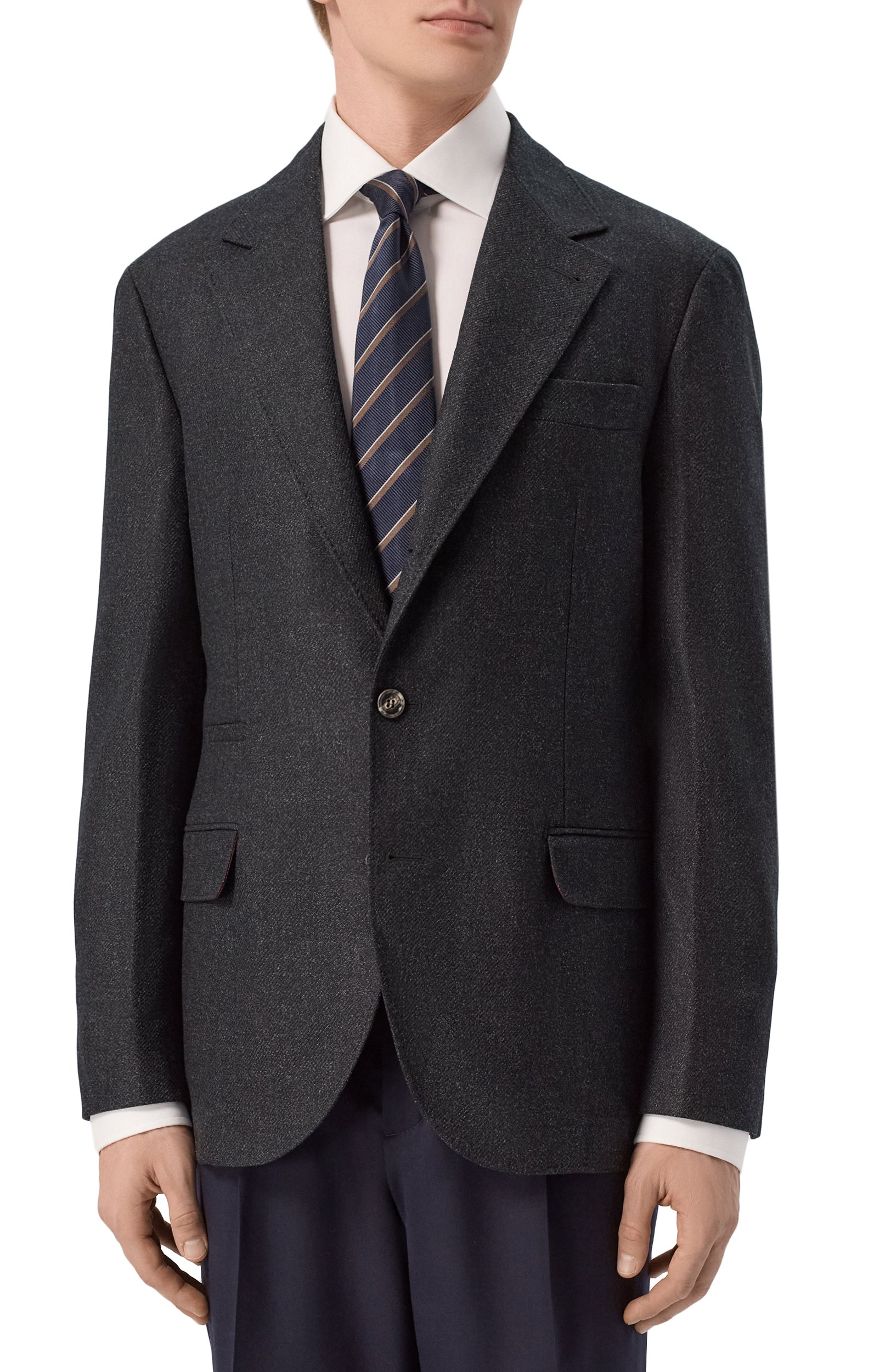 Шерстяной пиджак BRUNELLO CUCINELLI темно-серого цвета по цене 519500 руб., арт. MV4367BTD, фото 3 Шерстяной пиджак BRUNELLO CUCINELLI, арт. MV4367BTD, фото 3