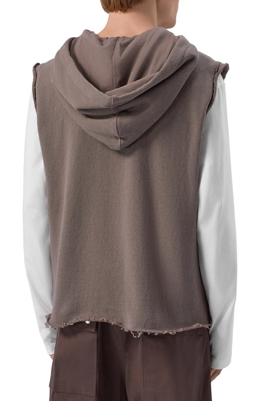 Хлопковое худи Rick Owens RU01F2153/JNT Коричневый  RU01F2153/JNT Фото 4