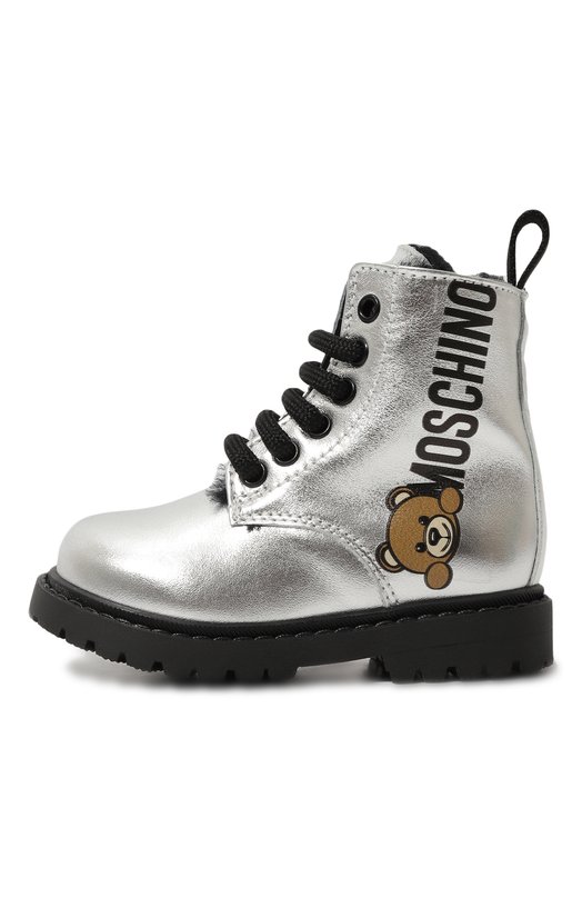 Кожаные ботинки Moschino Серебряный, фото 2