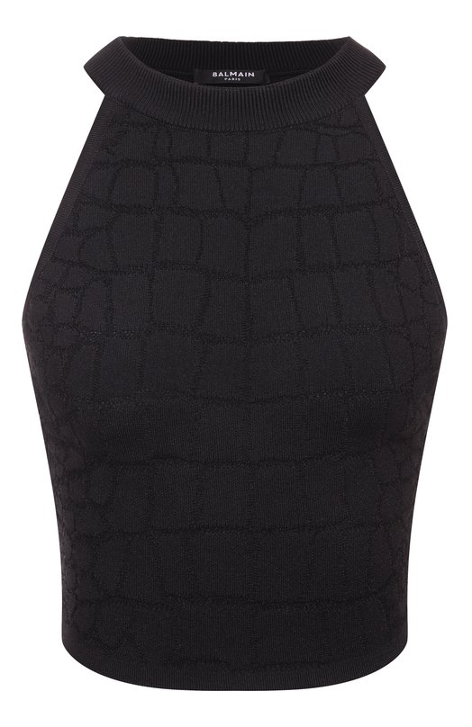 Топ из вискозы Balmain FF0AB027/KJ14 Чёрный FF0AB027/KJ14