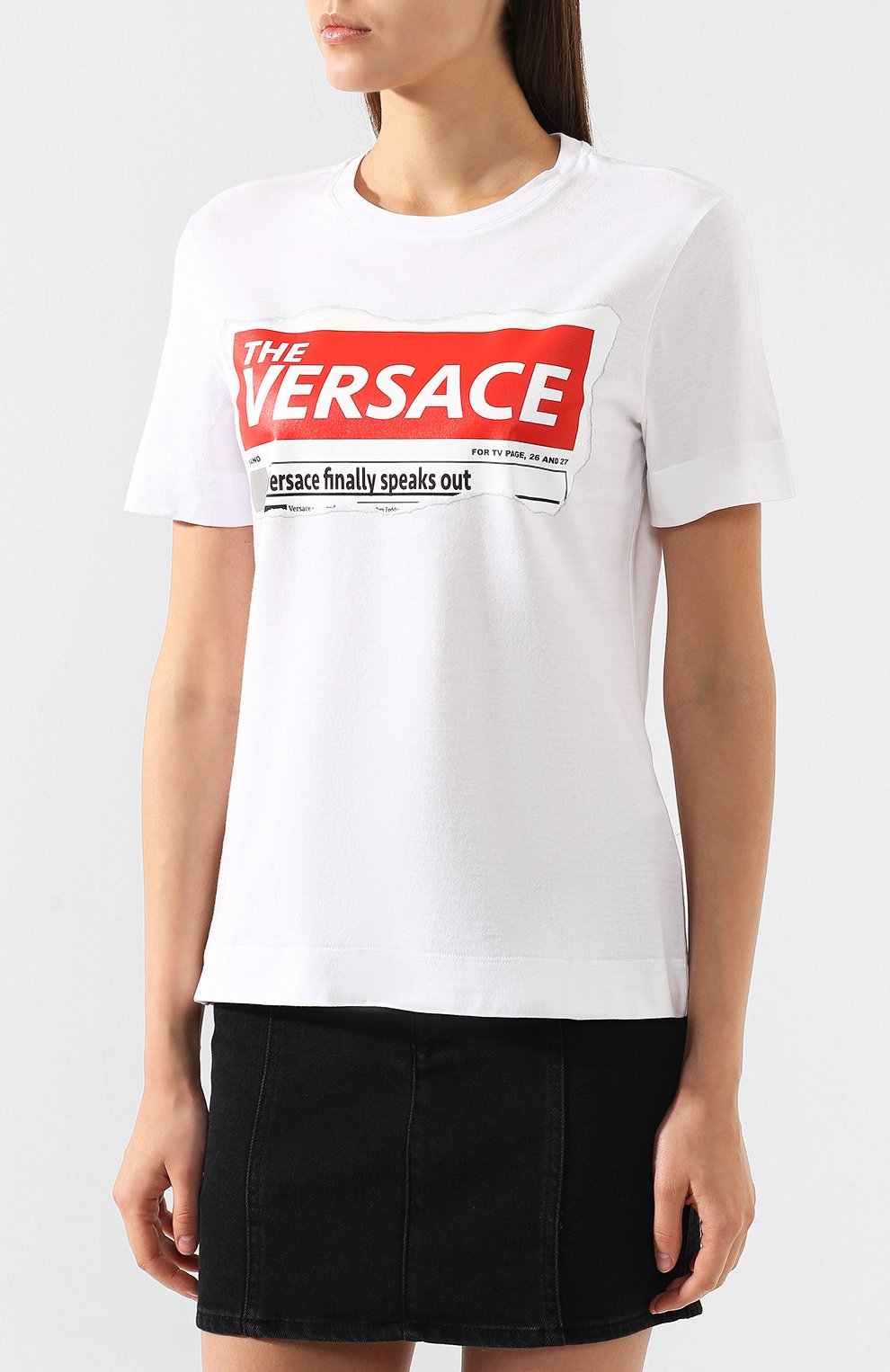 Хлопковая футболка VERSACE белого цвета по цене 43650 руб., арт. A82607/A224589, фото 3 Хлопковая футболка VERSACE, арт. A82607/A224589, фото 3