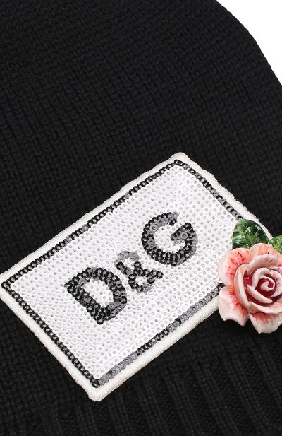 Шерстяная шапка с пайетками и декором DOLCE & GABBANA, арт. LB3H79/LK5K6, фото 3