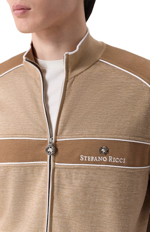 Толстовка из шелка и льна Stefano Ricci K919052R31/T26103 Бежевый  K919052R31/T26103 Фото 5
