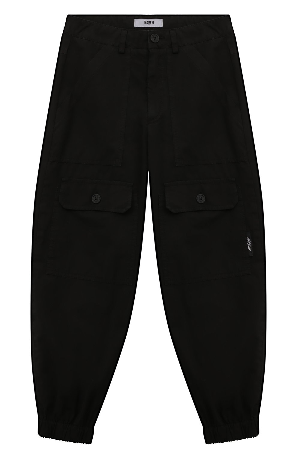 Хлопковые джоггеры MSGM KIDS черного цвета по цене 17550 руб., арт. F4MSJBPA086, фото 1 Хлопковые джоггеры MSGM KIDS, арт. F4MSJBPA086, фото 1