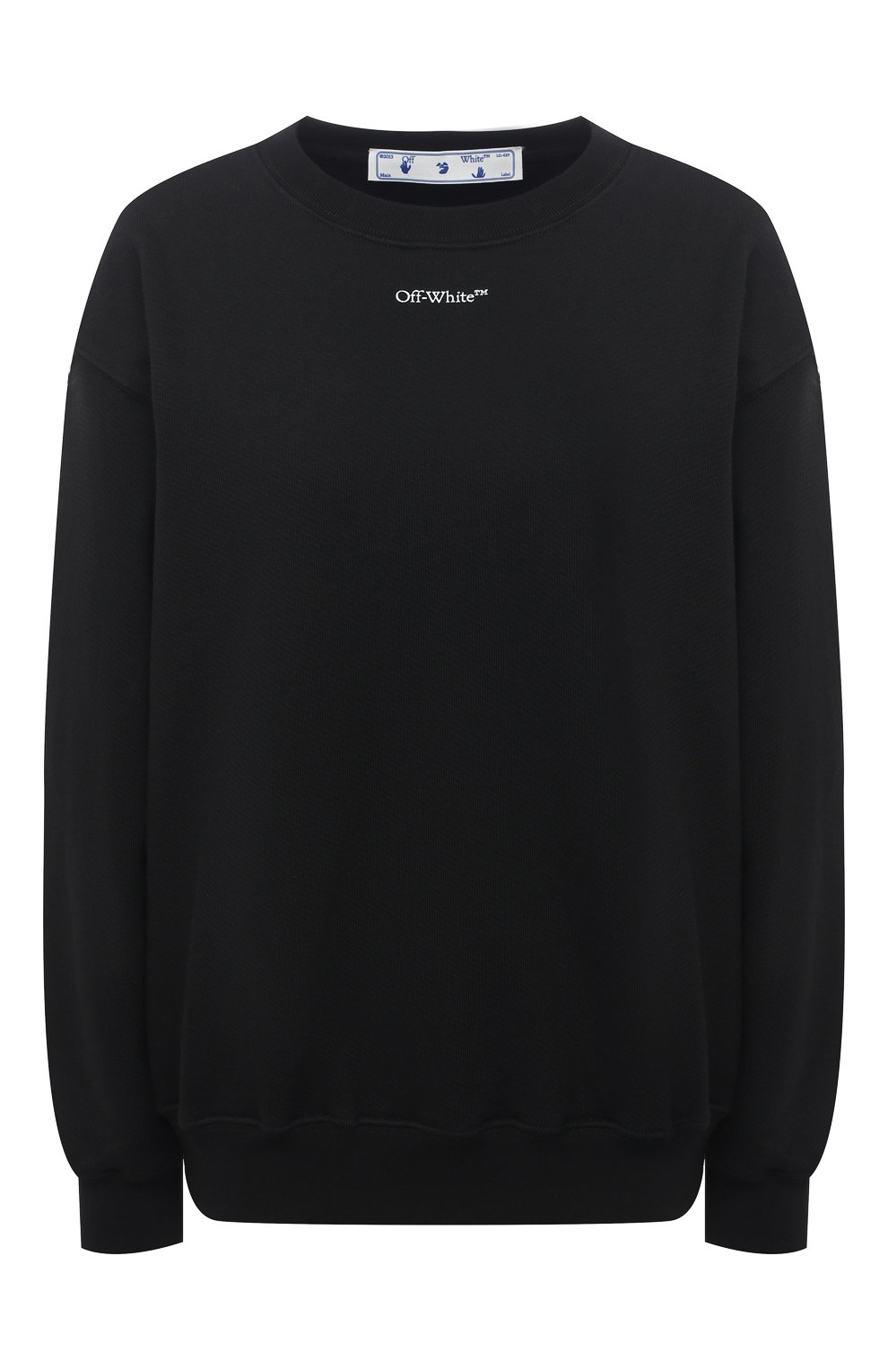 Хлопковый свитшот OFF-WHITE черно-белого цвета по цене 56650 руб., арт. 0WBA046F20JER0021001, фото 1 Хлопковый свитшот OFF-WHITE, арт. 0WBA046F20JER0021001, фото 1