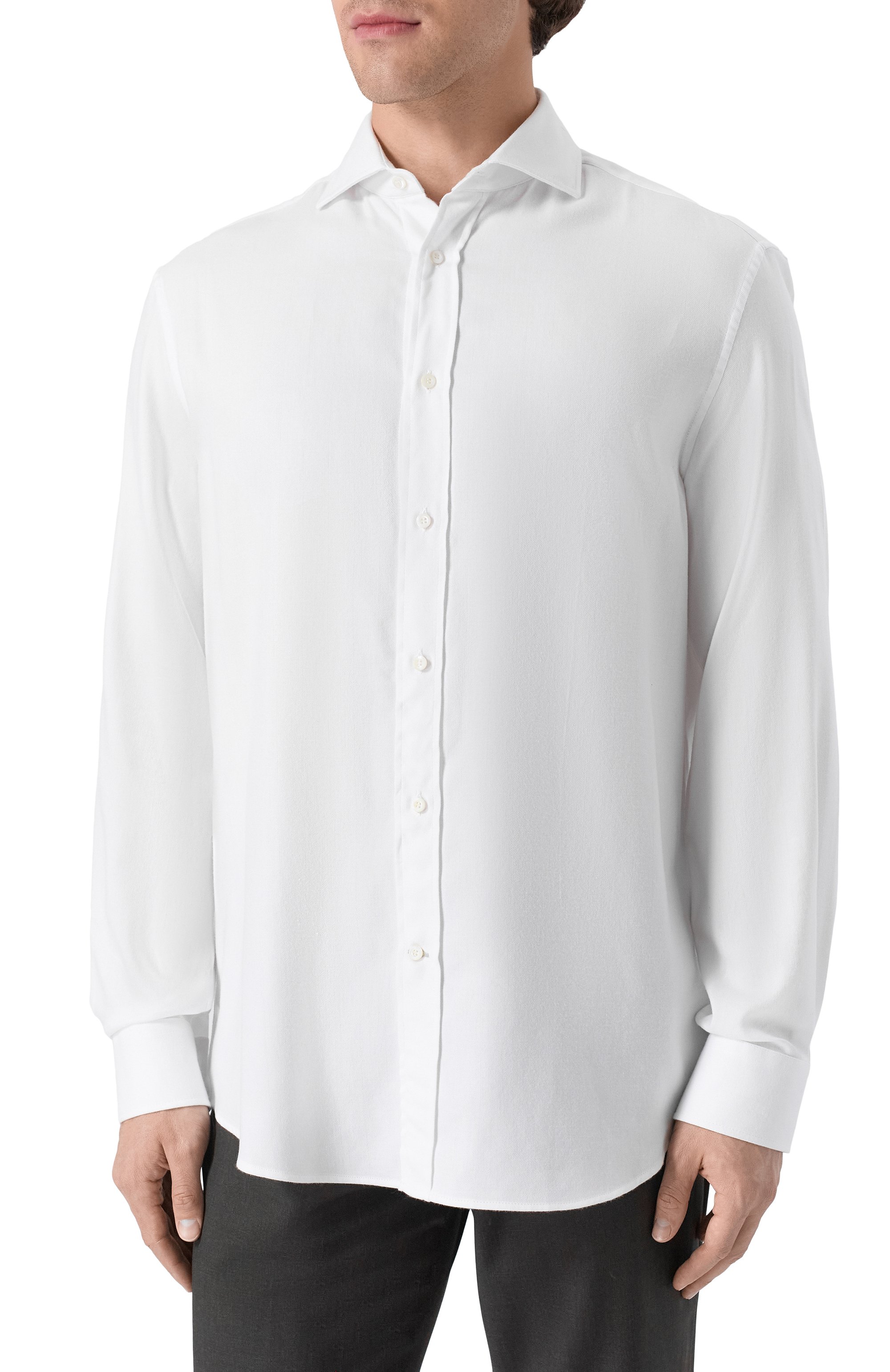 Рубашка из хлопка и лиоцелла BRUNELLO CUCINELLI белого цвета по цене 55500 руб., арт. MY6370627, фото 3 Рубашка из хлопка и лиоцелла BRUNELLO CUCINELLI, арт. MY6370627, фото 3