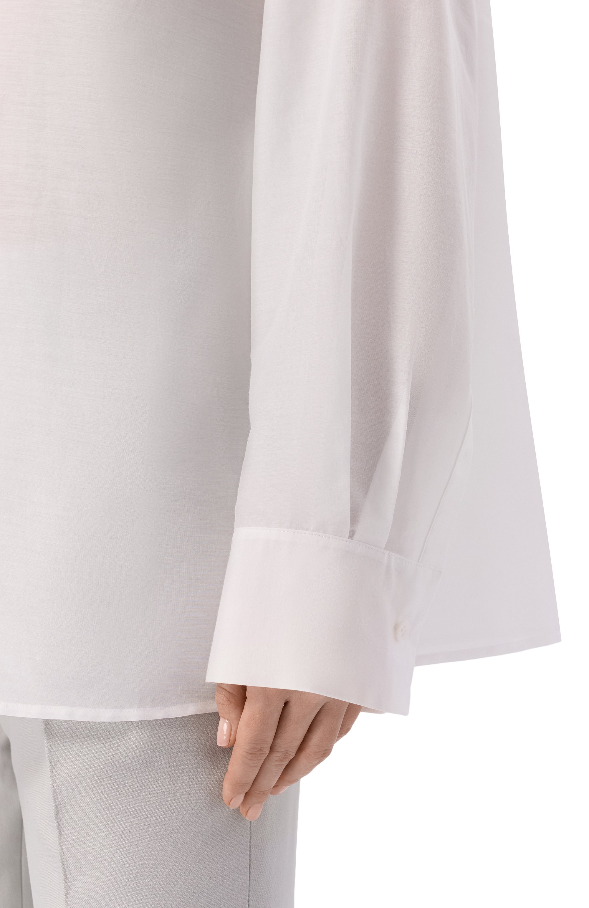 Рубашка из хлопка и шелка 12 STOREEZ белого цвета по цене 17000 руб., арт. 137455, фото 5 Рубашка из хлопка и шелка 12 STOREEZ, арт. 137455, фото 5