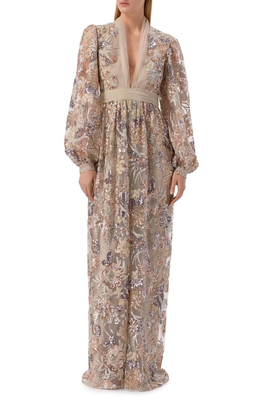 Платье с отделкой пайетками Zuhair Murad RDR26052/TUEM016 Бежевый  RDR26052/TUEM016 Фото 2