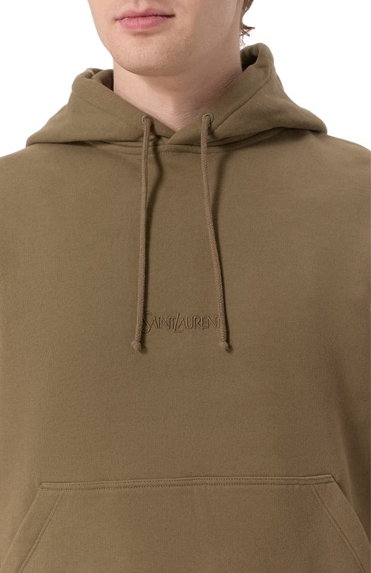 Хлопковое худи Saint Laurent 818538/Y36SW Хаки  818538/Y36SW Фото 5