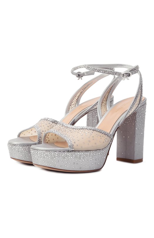 Текстильные босоножки Rania 115 Gianvito Rossi G32623.70RIC.B0RSINU Серебряный G32623.70RIC.B0RSINU