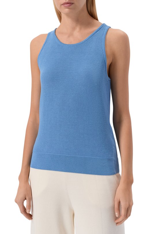 Топ из шелка и хлопка MVST WS61-606MU Голубой  WS61-606MU Фото 3