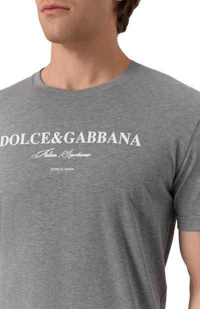 Хлопковая футболка DOLCE & GABBANA серого цвета по цене 59250 руб., арт. G8RN8T/G709Y, фото 5 Хлопковая футболка DOLCE & GABBANA, арт. G8RN8T/G709Y, фото 5