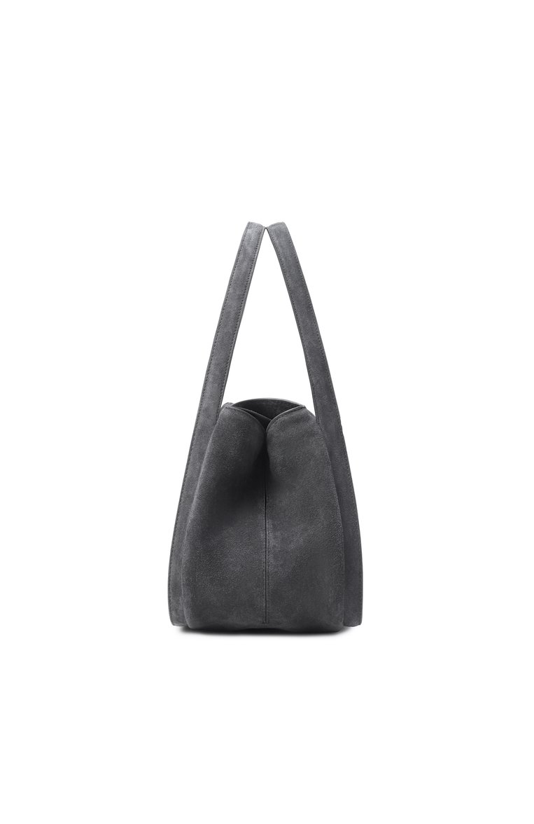 Женская сумка GIORGIO ARMANI темно-серого цвета, арт. GW001310/AF14186 | Фото 4 (Материал: Натуральная кожа, Натуральная замша; Размер: large)