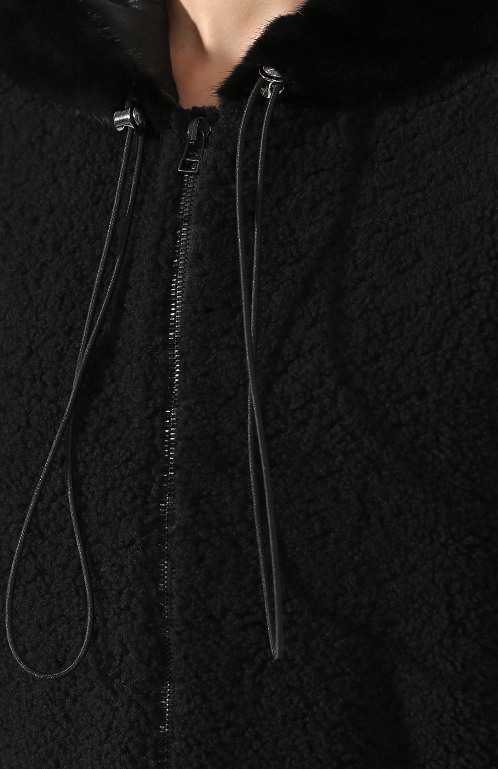 Меховое пальто с капюшоном из овчины INES&MARECHAL, арт. DELTA, фото 5