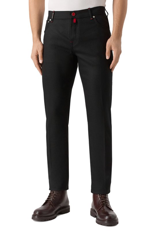 Шерстяные брюки Kiton UPNJSK0124G08 Чёрный  UPNJSK0124G08 Фото 3