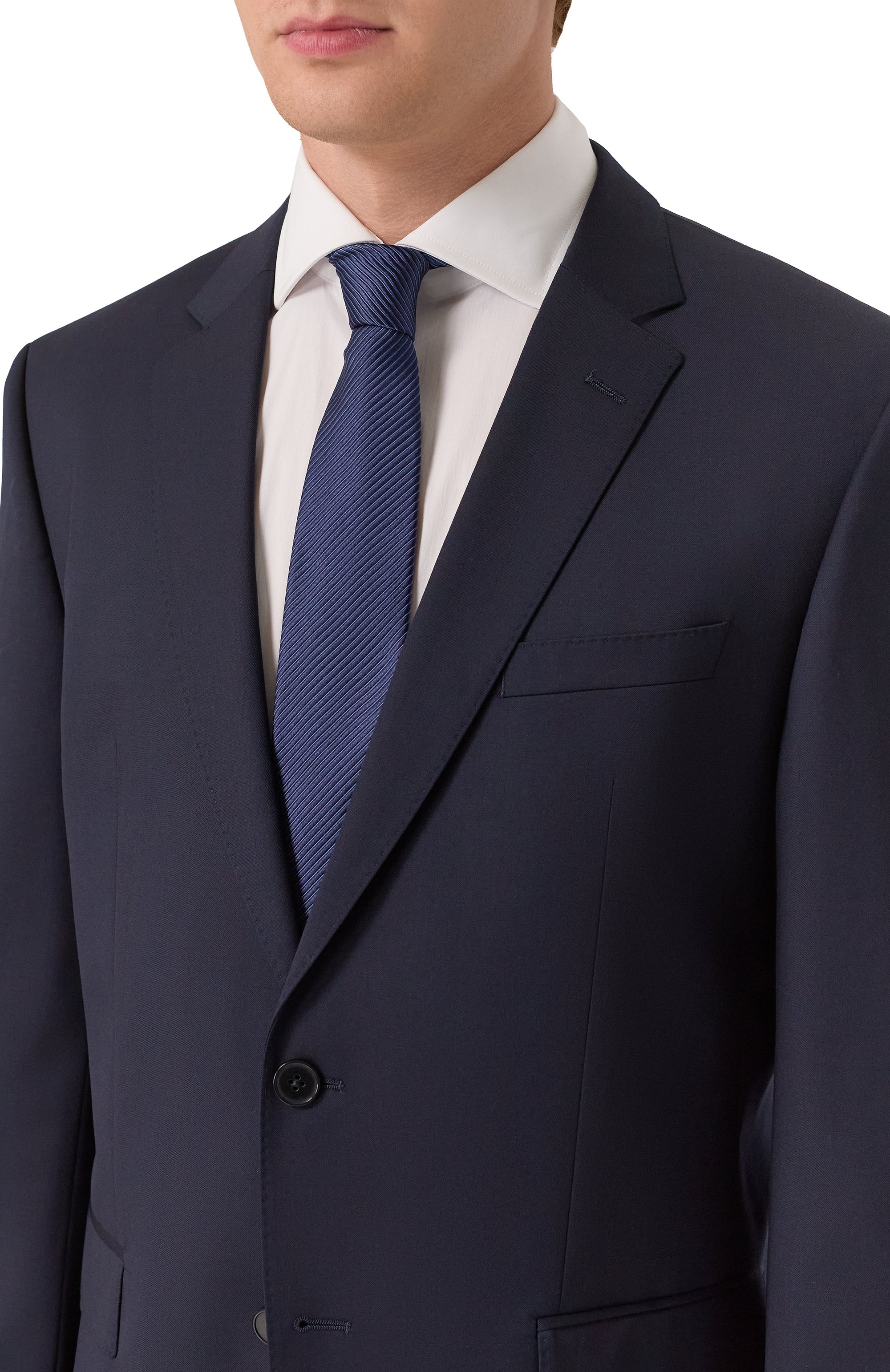 Галстук из шелка и хлопка GIORGIO ARMANI темно-синего цвета по цене 25250 руб., арт. GM000800/TE13673, фото 2 Галстук из шелка и хлопка GIORGIO ARMANI, арт. GM000800/TE13673, фото 2