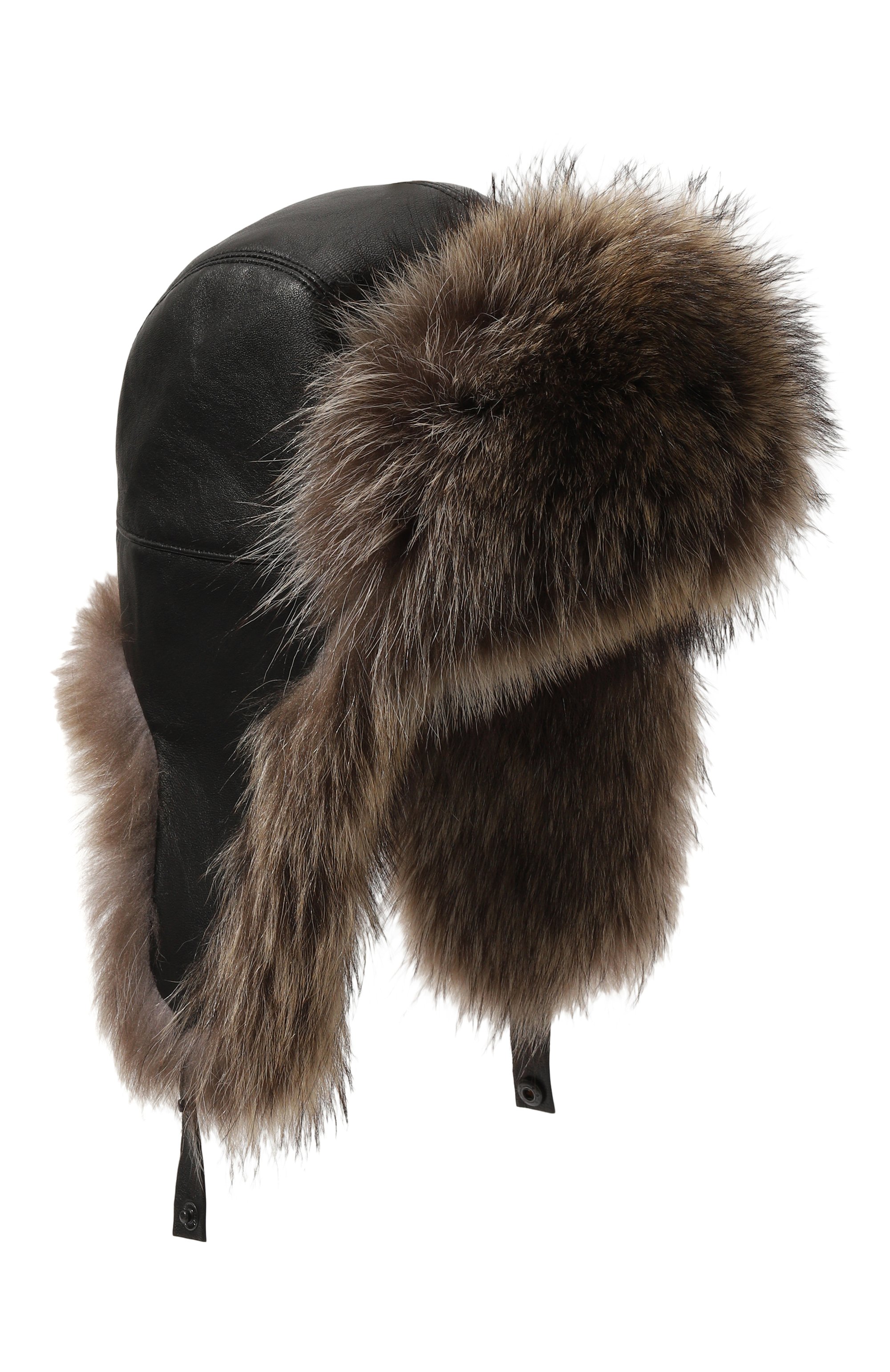 Кожаная шапка-ушанка с мехом енота VICTORIA KUSENKOVA, арт. 338508049159, фото 1