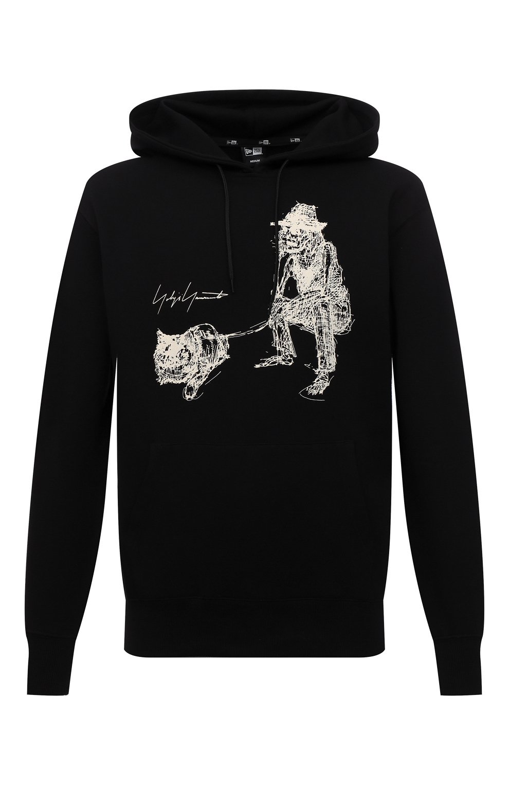 Хлопковое худи YOHJI YAMAMOTO черного цвета по цене 37200 руб., арт. HX-T85-985, фото 1 Хлопковое худи YOHJI YAMAMOTO, арт. HX-T85-985, фото 1