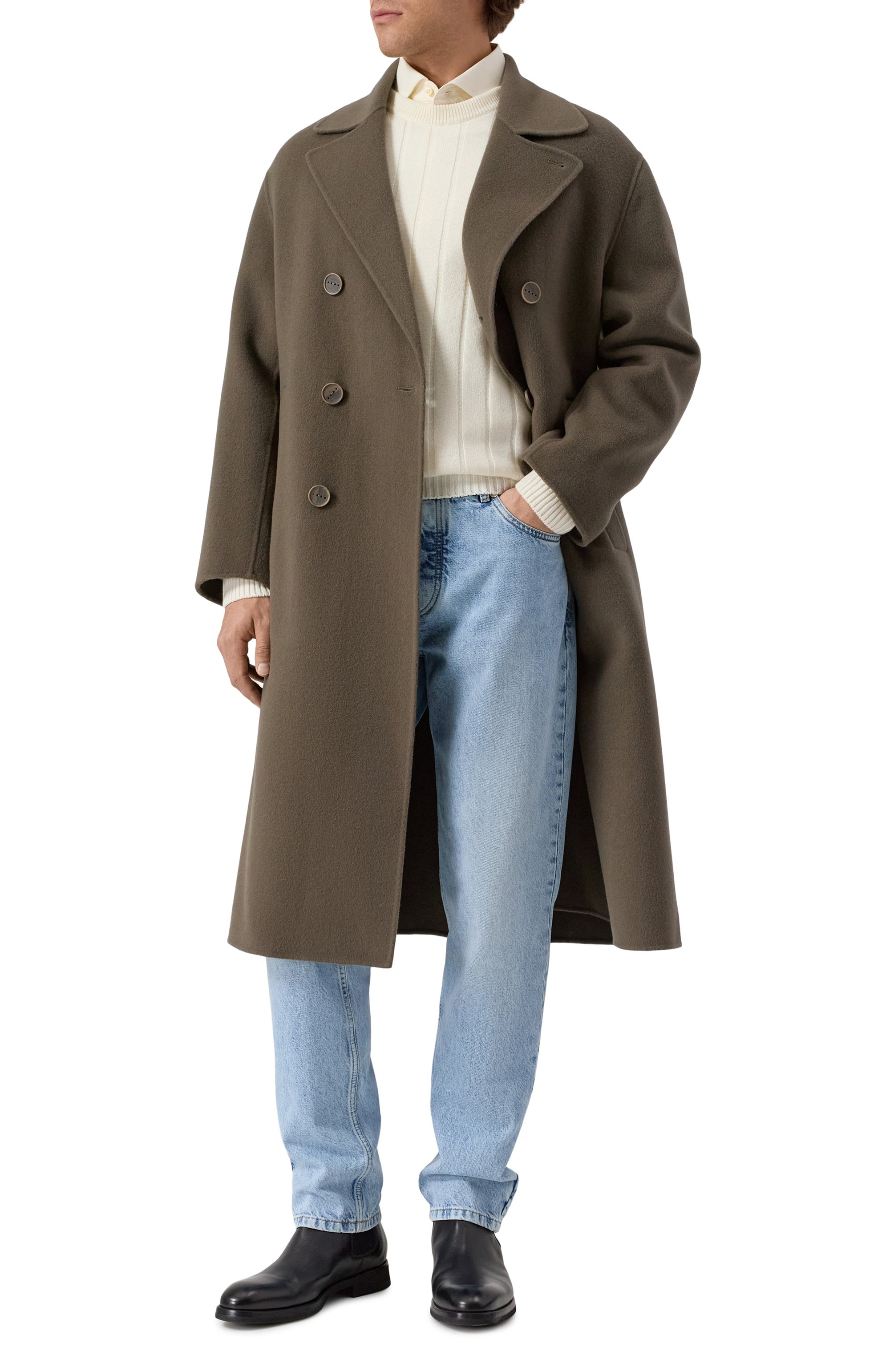 Шерстяное пальто HEVO коричневого цвета по цене 152500 руб., арт. ERCHIE D 0/I700, фото 2 Шерстяное пальто HEVO, арт. ERCHIE D 0/I700, фото 2