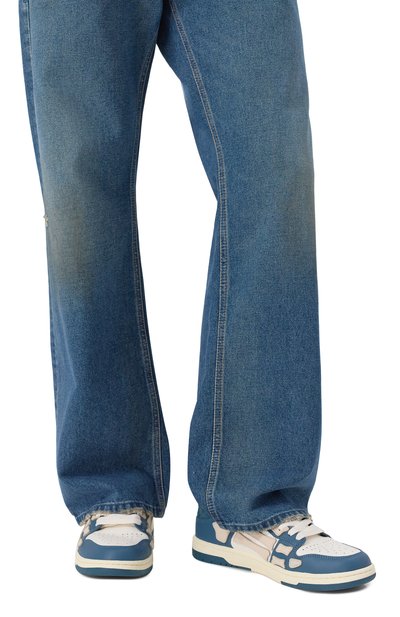 Кожаные кеды debossed ma quad skel AMIRI синего цвета по цене 65450 руб., арт. AMF0SR1115, фото 3 Кожаные кеды debossed ma quad skel AMIRI, арт. AMF0SR1115, фото 3