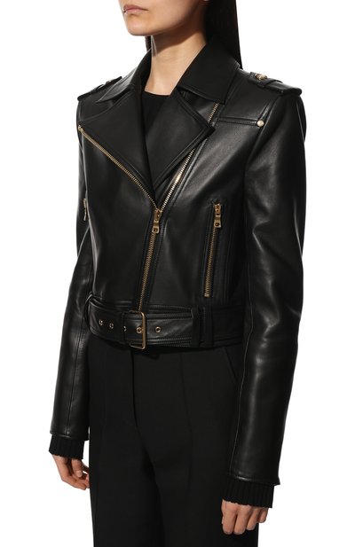 Кожаная куртка BALMAIN черного цвета по цене 298000 руб., арт. XF1TD055/LB24, фото 3 Кожаная куртка BALMAIN, арт. XF1TD055/LB24, фото 3