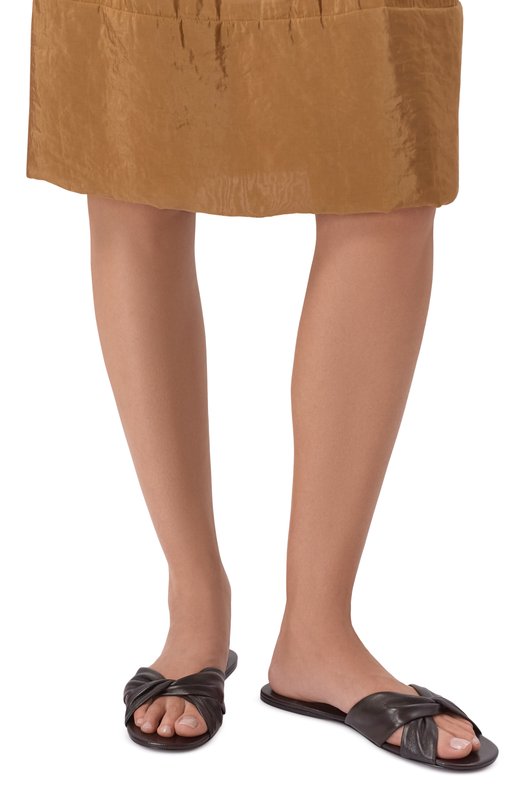 Кожаные шлепанцы Saint Laurent 860614/AADF0 Коричневый  860614/AADF0 Фото 2