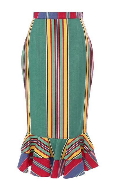 Женская хлопковая юбка-карандаш с оборками TATA NAKA, арт. TN20016/STRIPED C0TT0N