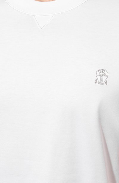 Хлопковая футболка BRUNELLO CUCINELLI белого цвета по цене 35150 руб., арт. M0T611328G, фото 5 Хлопковая футболка BRUNELLO CUCINELLI, арт. M0T611328G, фото 5