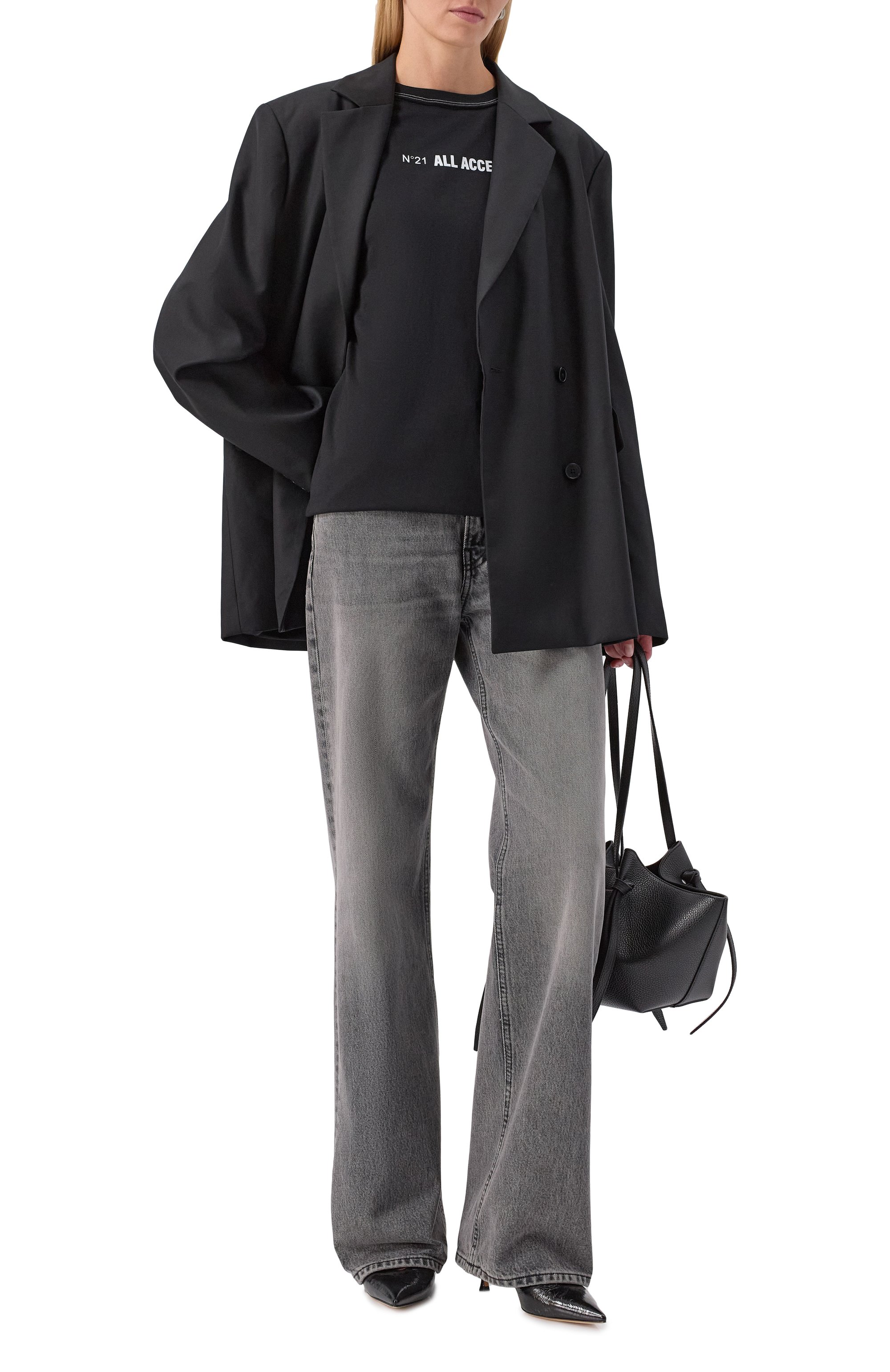 Хлопковый лонгслив N21 черного цвета по цене 25100 руб., арт. F041/6328, фото 2 Хлопковый лонгслив N21, арт. F041/6328, фото 2