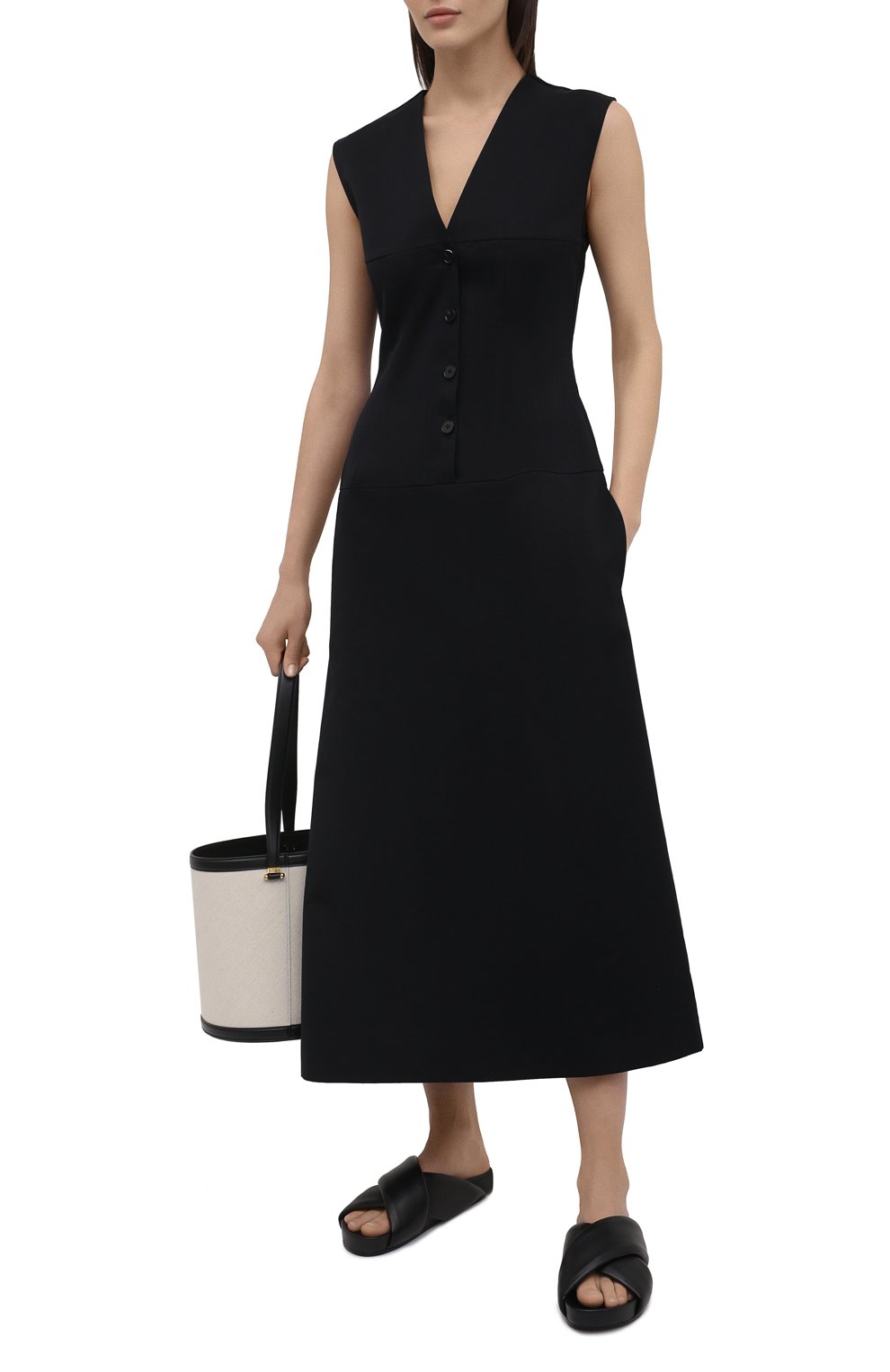 Платье из хлопка и шелка JIL SANDER, арт. JSWS507406-WS251400, фото 2