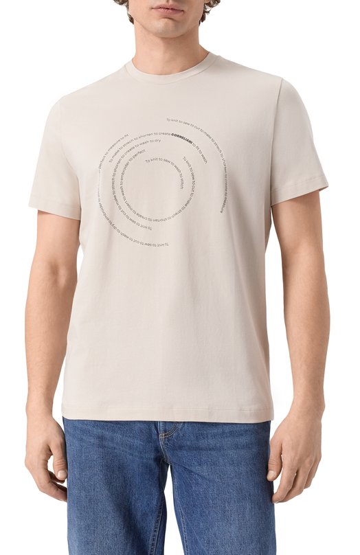 Хлопковая футболка Corneliani 27G588/2725036 Кремовый  27G588/2725036 Фото 3