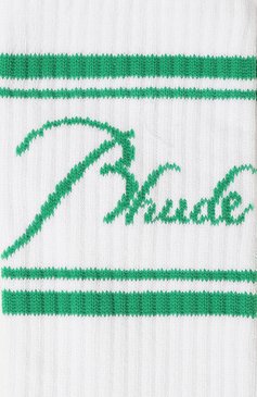 Мужские хлопковые носки RHUDE белого цвета, арт. RHPS24S006616433 | Фото 2 (Материал внешний: Хлопок; Нос: Не проставлено; Материал сплава: Проставлено; Кросс-КТ: бельё)