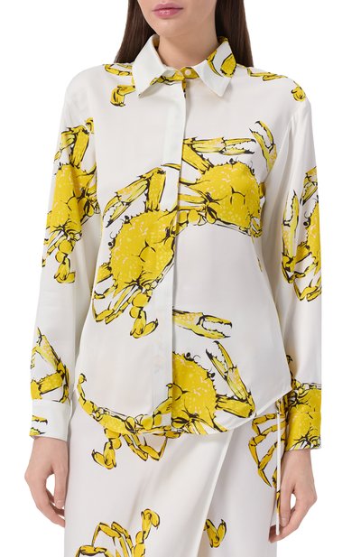 Рубашка из вискозы MSGM белого цвета по цене 36750 руб., арт. 3841MDE24A/257152, фото 3 Рубашка из вискозы MSGM, арт. 3841MDE24A/257152, фото 3