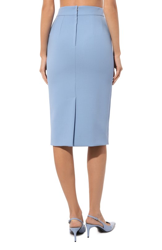 Шерстяная юбка Dolce & Gabbana F4CJGT/GDCPN Голубой  F4CJGT/GDCPN Фото 4