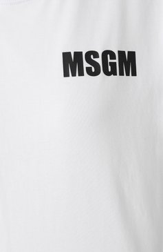 Женская хлопковая футболка MSGM белого цвета, арт. 3841MDM94/257002 | Фото 6 (Длина (для топов): Укороченные; Рукава: Короткие; Драгоценные камни: Проставлено; Материал сплава: Проставлено; Стили: Кэжуэл; Принт: С принтом; Материал внешний: Хлопок)