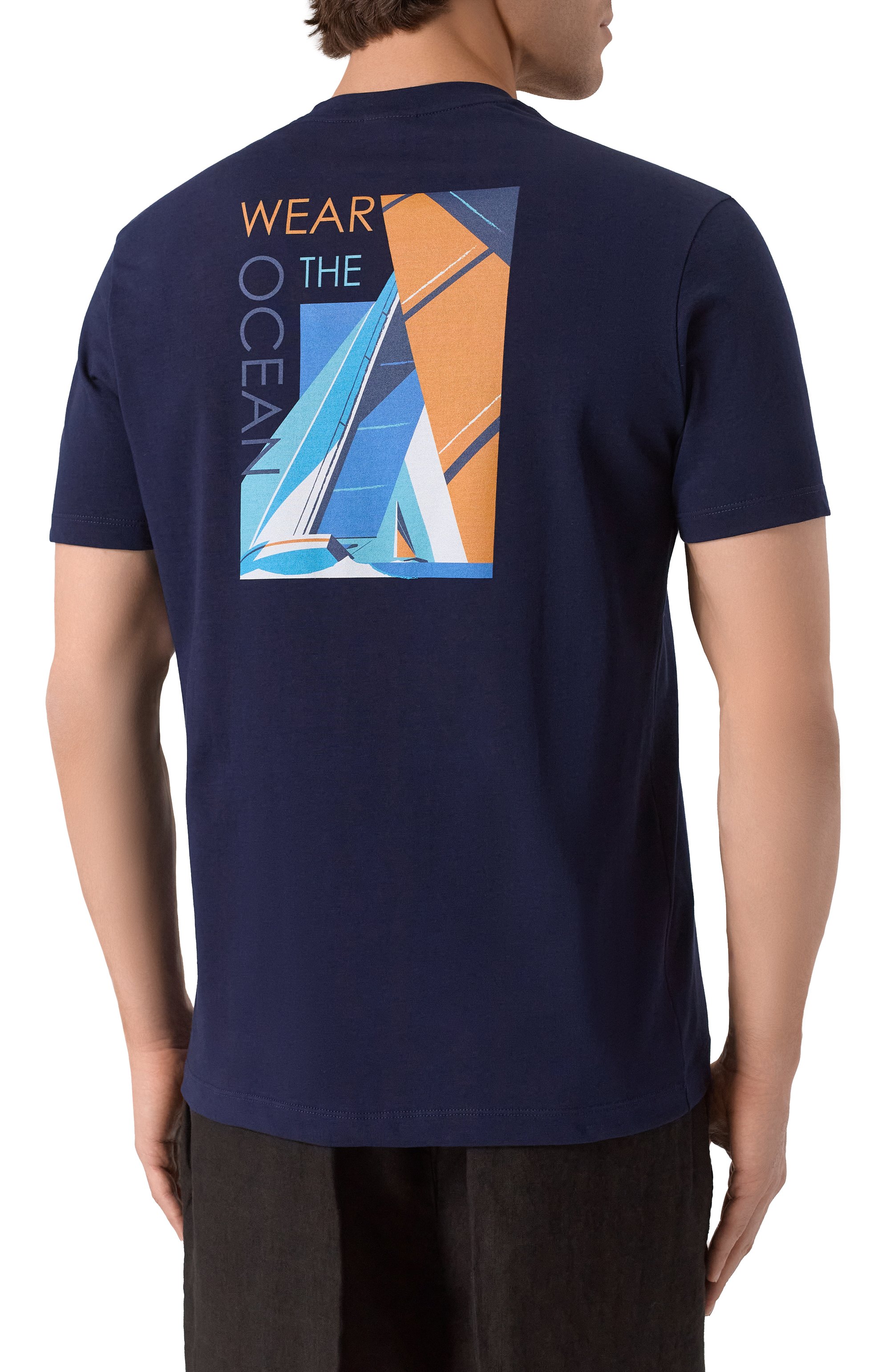 Хлопковая футболка PAUL&SHARK темно-синего цвета по цене 28650 руб., арт. 25411063/XXL, фото 4 Хлопковая футболка PAUL&SHARK, арт. 25411063/XXL, фото 4