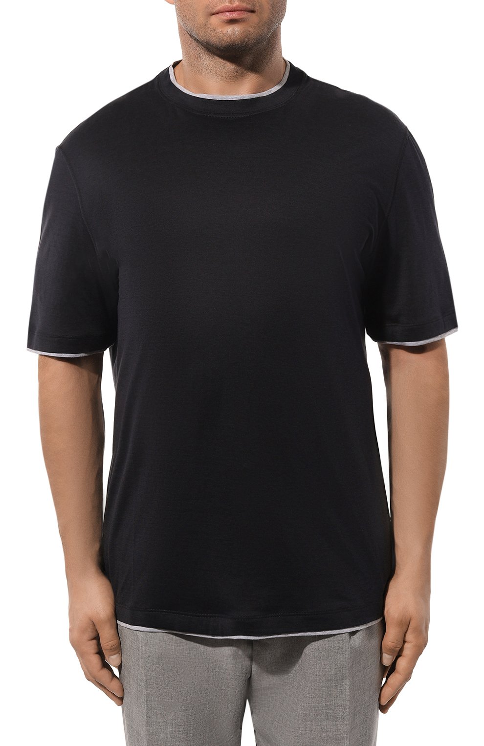 Футболка из шелк�а и хлопка BRUNELLO CUCINELLI, арт. MH8367427W, фото 3