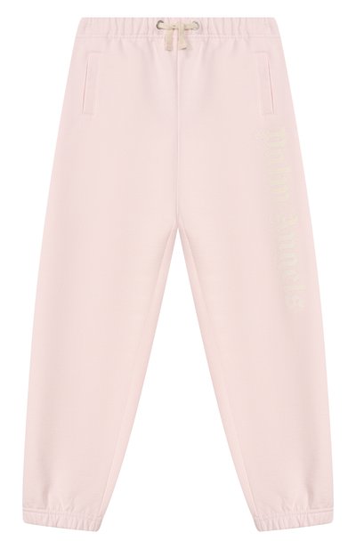 Детские хлопковые джоггеры PALM ANGELS светло-розового цвета по цене 15950 руб., арт. PGCH008S26FLE001 | Фото 1 Хлопковые джоггеры PALM ANGELS, арт. PGCH008S26FLE001