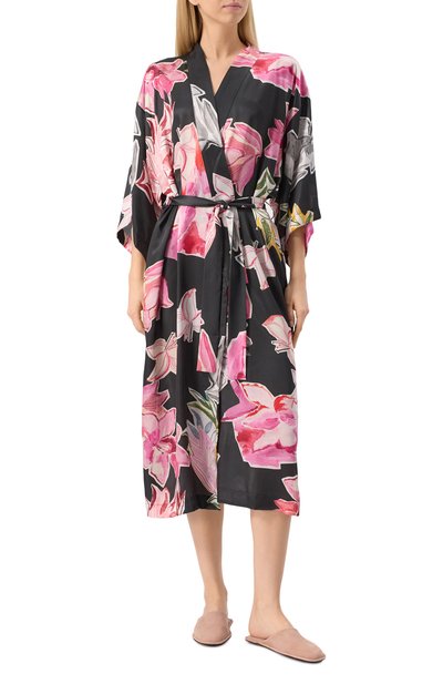 Халат из хлопка и шелка ANY WOWZERS черного цвета по цене 35000 руб., арт. ROBE01-MAXI-LILBLC., фото 3 Халат из хлопка и шелка ANY WOWZERS, арт. ROBE01-MAXI-LILBLC., фото 3