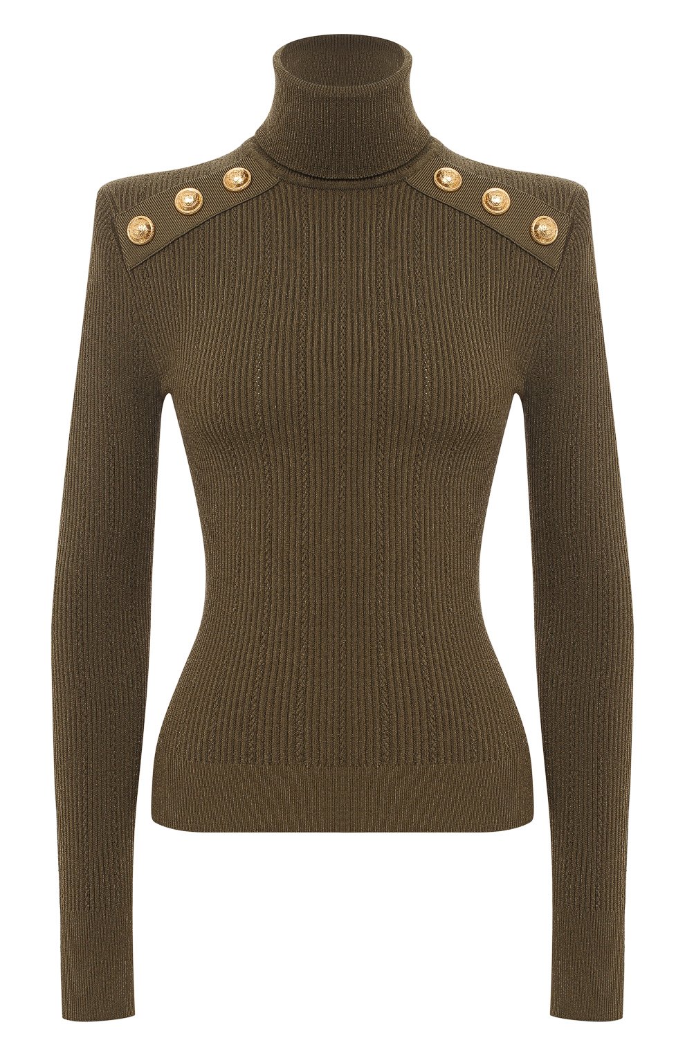 Водолазка из вискозы BALMAIN хаки цвета по цене 118500 руб., арт. VF13251/K211, фото 1 Водолазка из вискозы BALMAIN, арт. VF13251/K211, фото 1