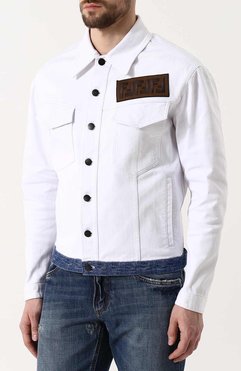 Джинсовая куртка с нашивкой FENDI, арт. FW0918 A1MT, фото 3