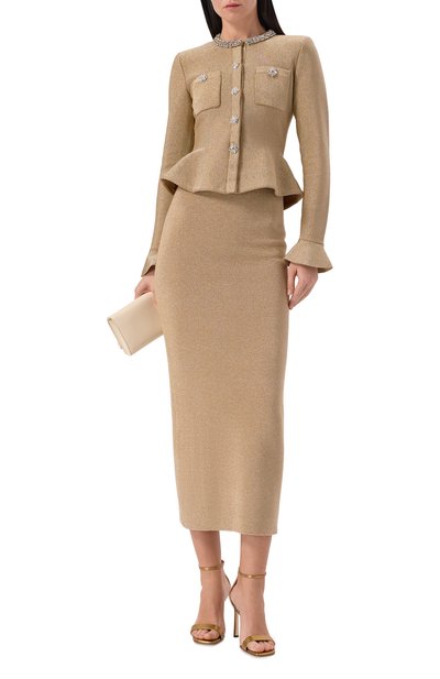 Платье SELF-PORTRAIT золотого цвета по цене 98100 руб., арт. RS26206MGD, фото 2 Платье SELF-PORTRAIT, арт. RS26206MGD, фото 2